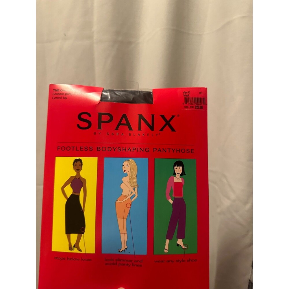 New Spanx Original Footless Bodyshaping Pantyhose Size C Black Control Top
